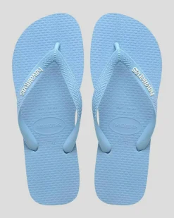 Havaianas Top Rubber Logo Thongs Light Blue/white New