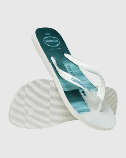 Havaianas Top Surfer Thongs White/white/lavender Blue Clearance