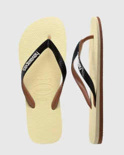 Havaianas Top Tred Thongs Beige/brown/white Clearance