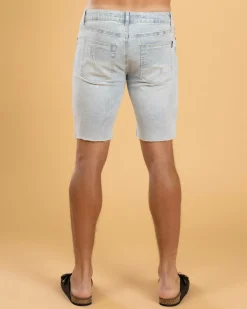 Lucid Torn Denim Walk Shorts Light Blue Denim Discount