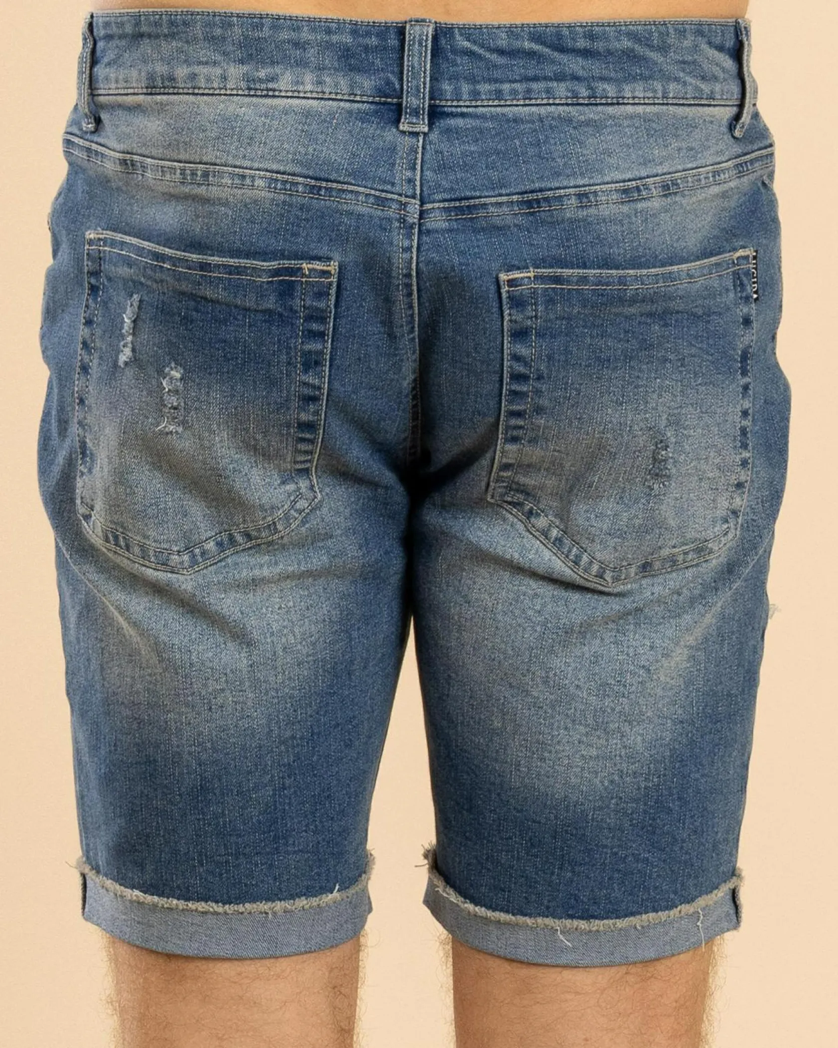 Lucid Torn Denim Walk Shorts Mid Blue Hot