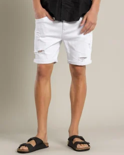 Lucid Trapper Denim Walk Shorts White Clearance