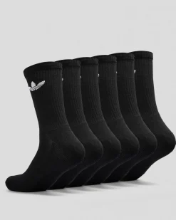 adidas Trefoil Crew Socks 6 Pack Black