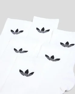 adidas Trefoil Crew Socks 6 Pack White Sale
