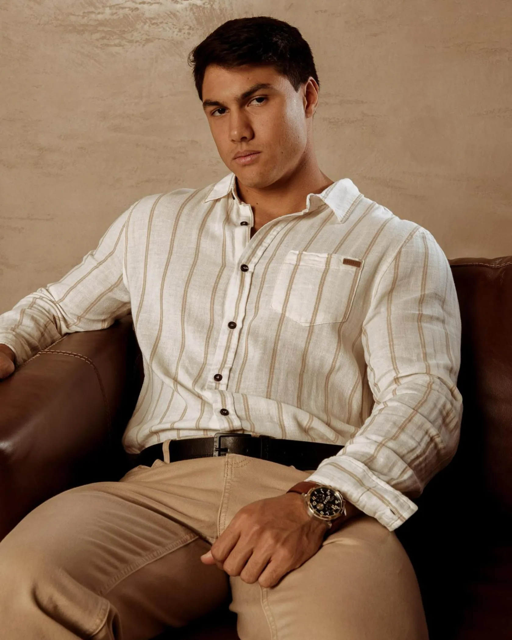 Skylark Trilogy Long Sleeve Shirt White/tan Best