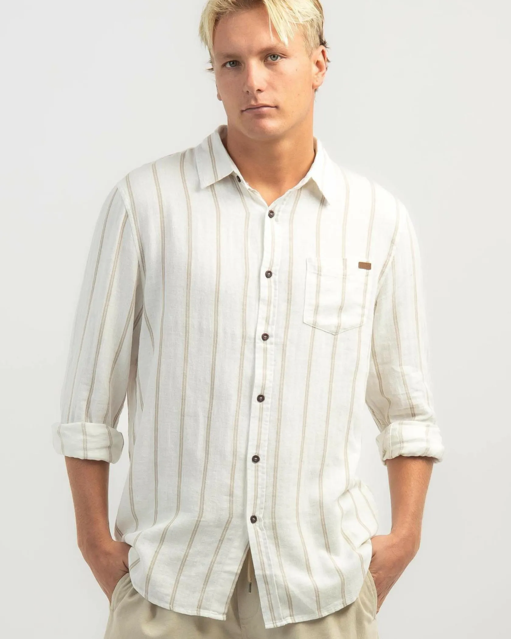 Skylark Trilogy Long Sleeve Shirt White/tan Best