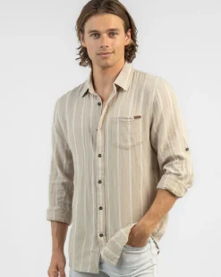 Skylark Trilogy Long Sleeve Shirt Tan/white Discount