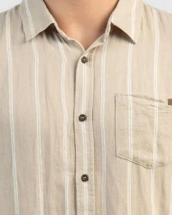 Skylark Trilogy Long Sleeve Shirt Tan/white Discount