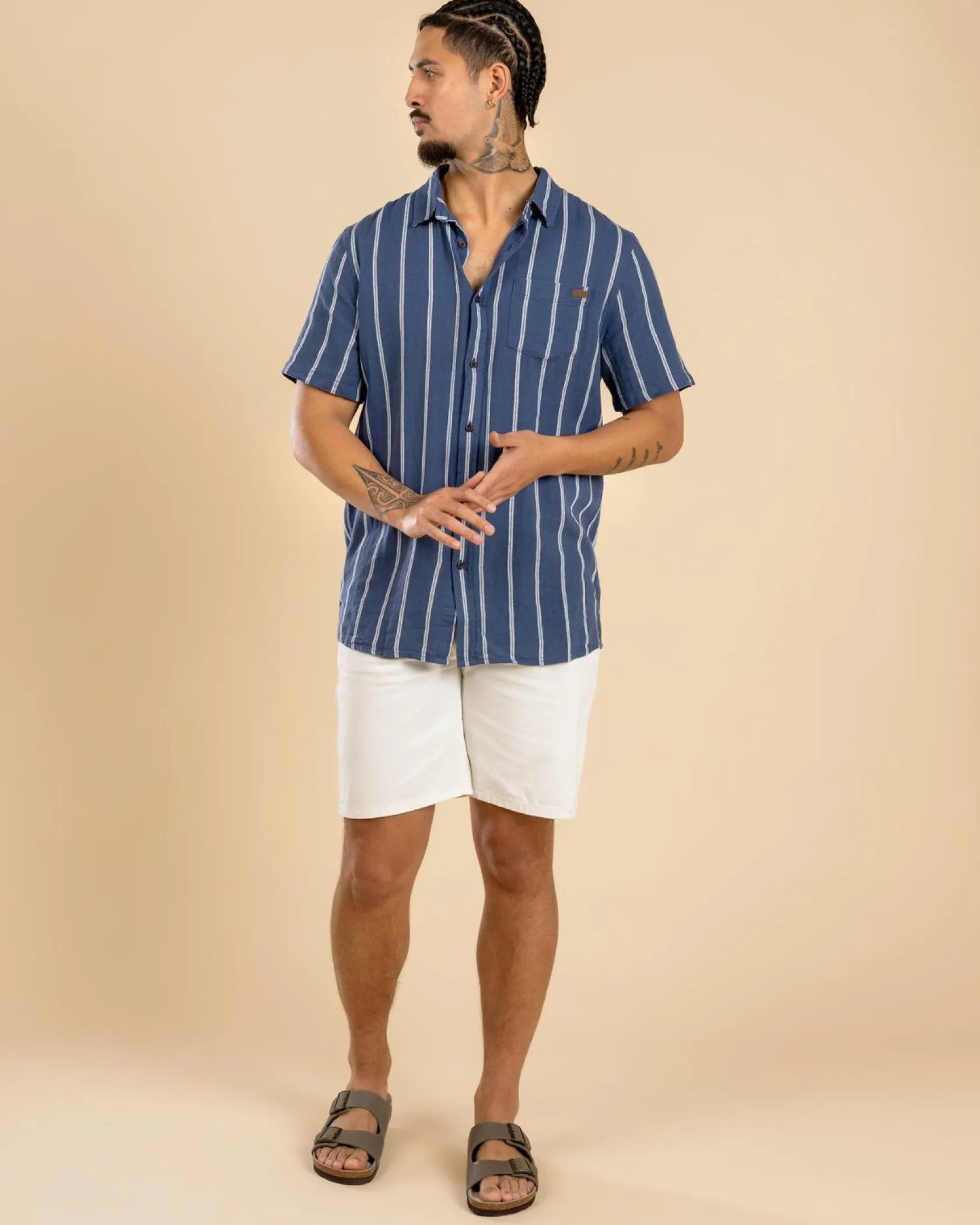 Skylark Trinity Short Sleeve Shirt Washed Navy/white