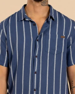 Skylark Trinity Short Sleeve Shirt Washed Navy/white