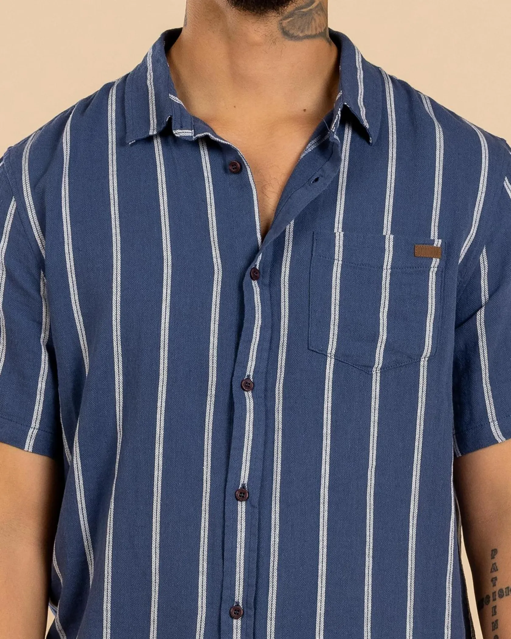Skylark Trinity Short Sleeve Shirt Washed Navy/white