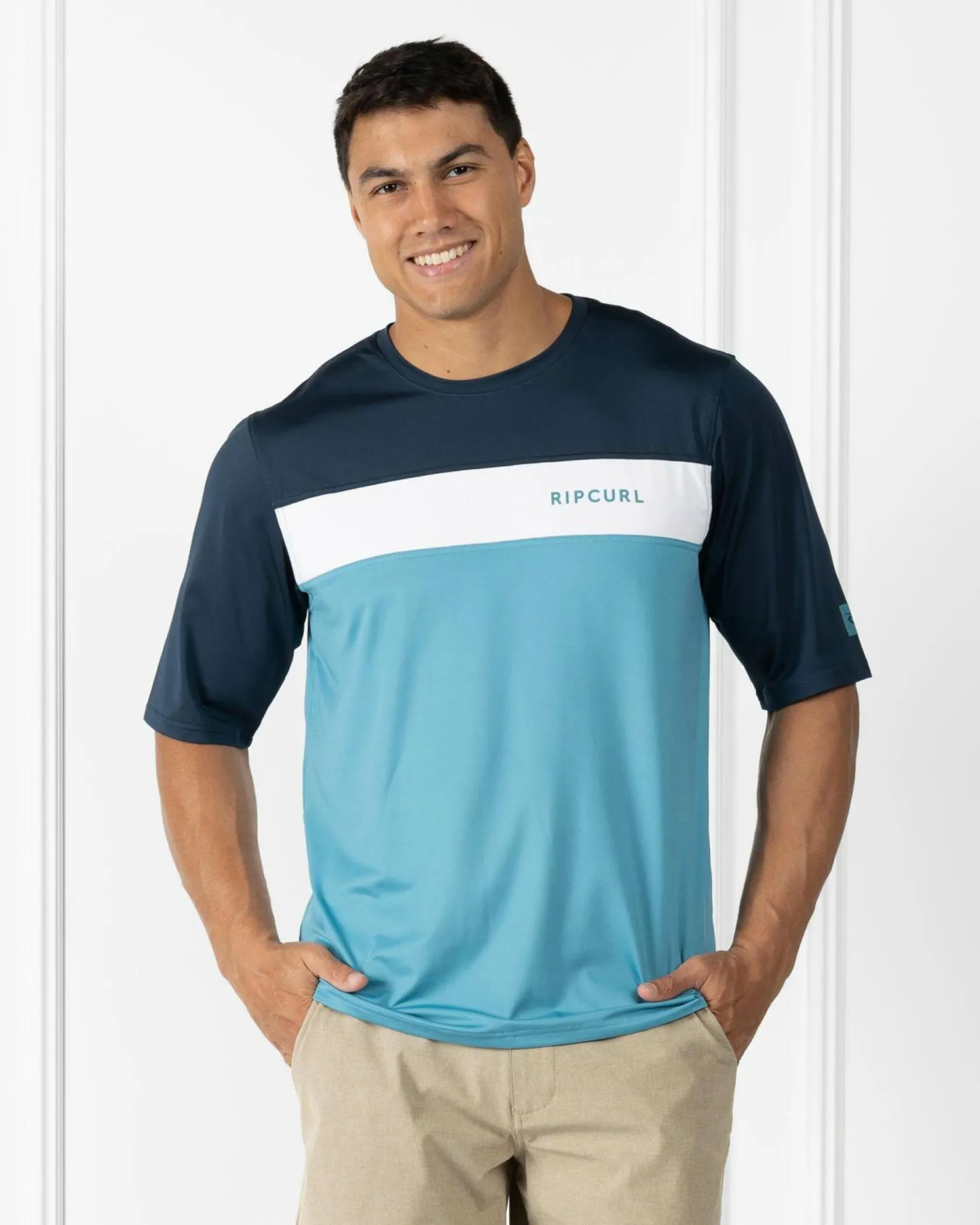 Rip Curl Undertow Short Sleeve Rash Vest Ocean Hot