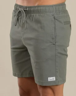 Lucid Urbane Elastic Waist Shorts Olive Sale