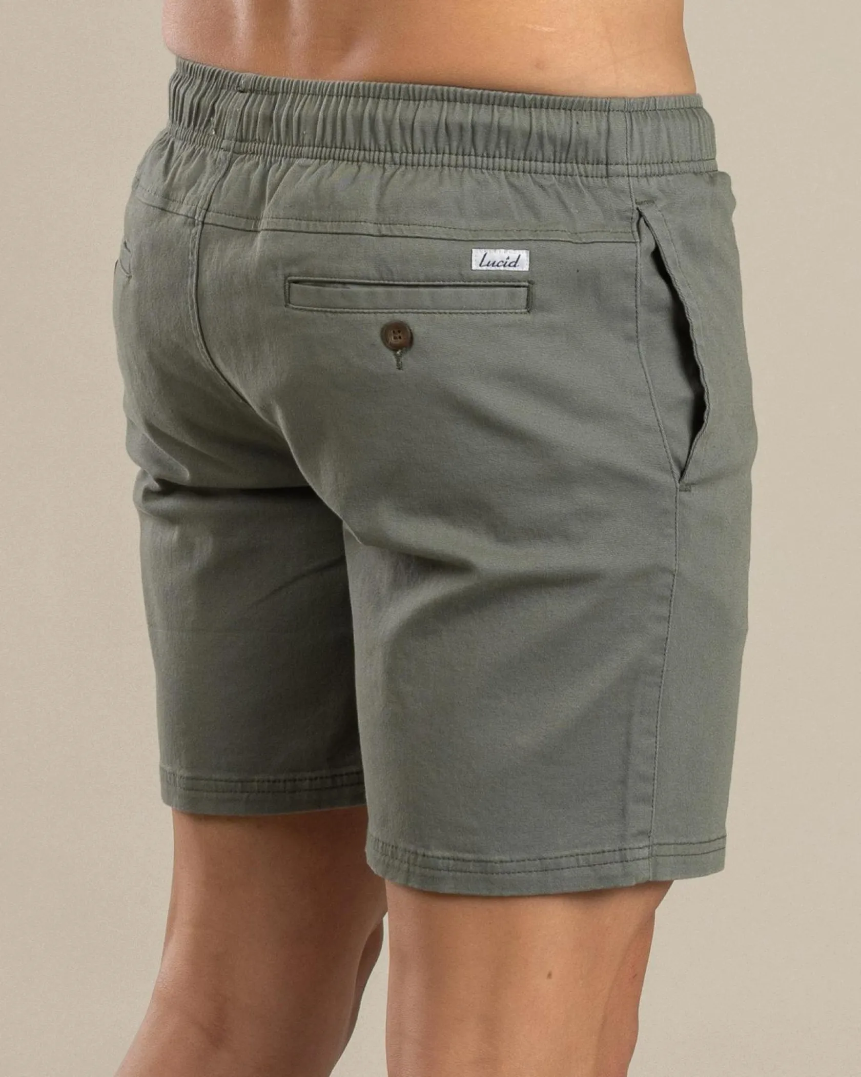 Lucid Urbane Elastic Waist Shorts Olive Sale