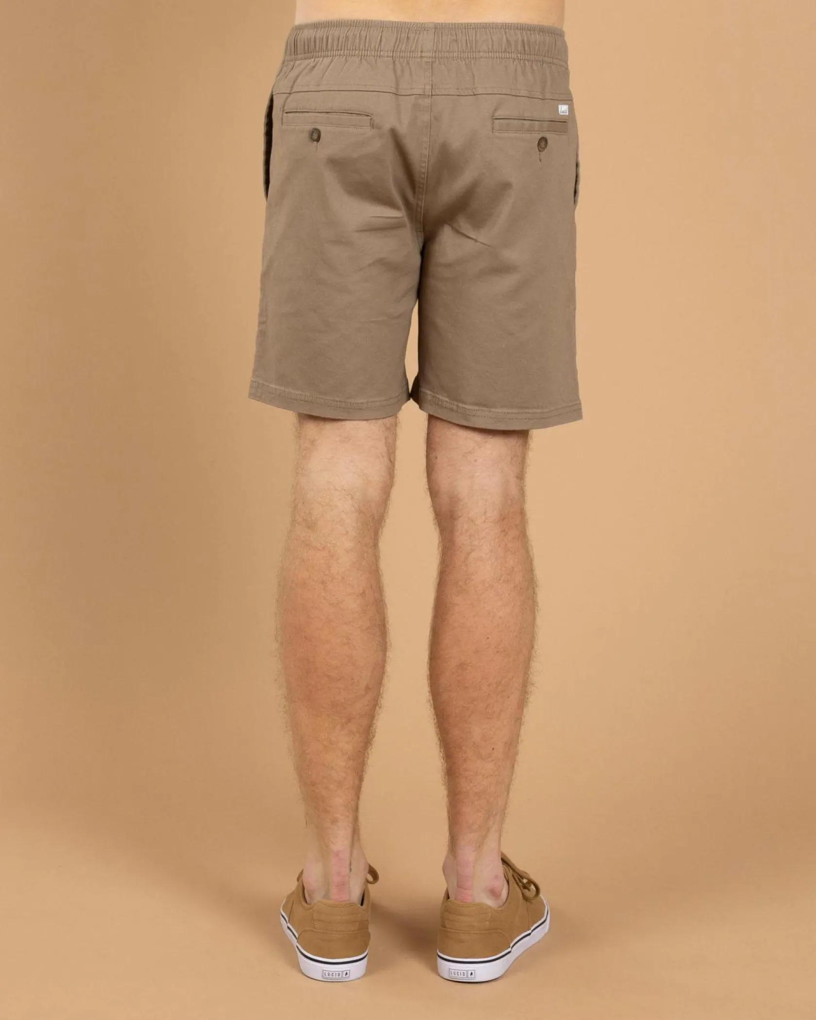Lucid Urbane Elastic Waist Shorts Sand Sale