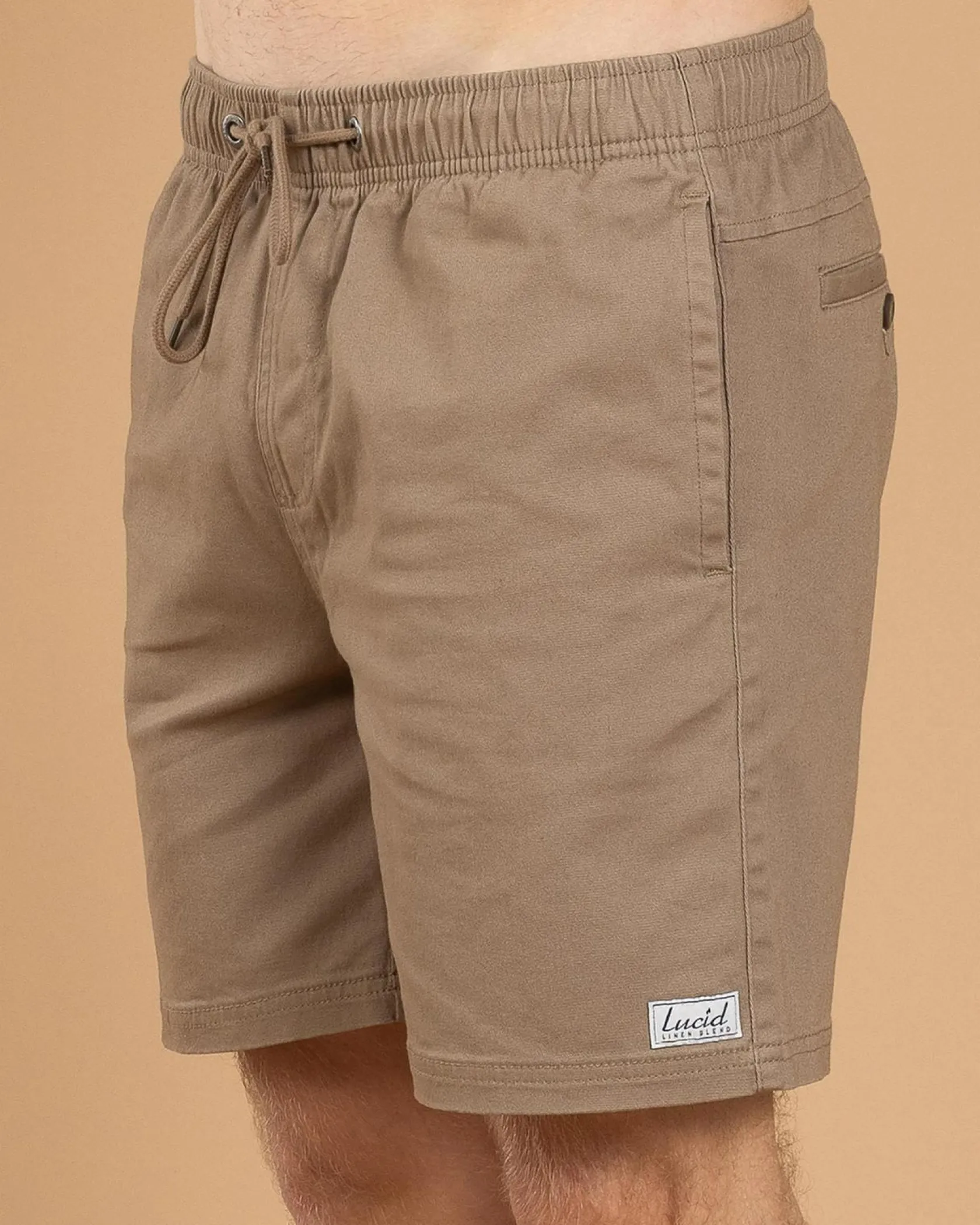 Lucid Urbane Elastic Waist Shorts Sand Sale