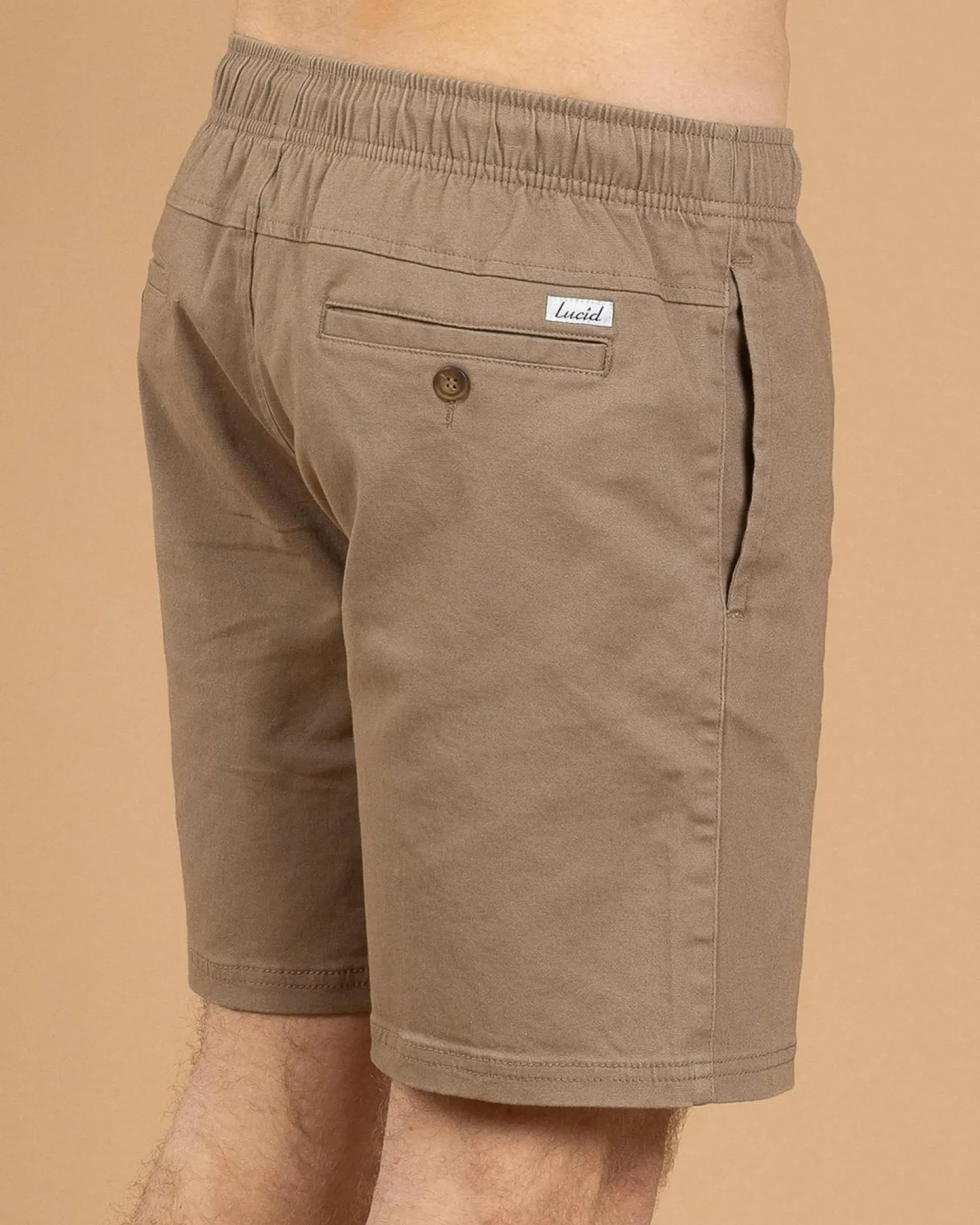 Lucid Urbane Elastic Waist Shorts Sand Sale