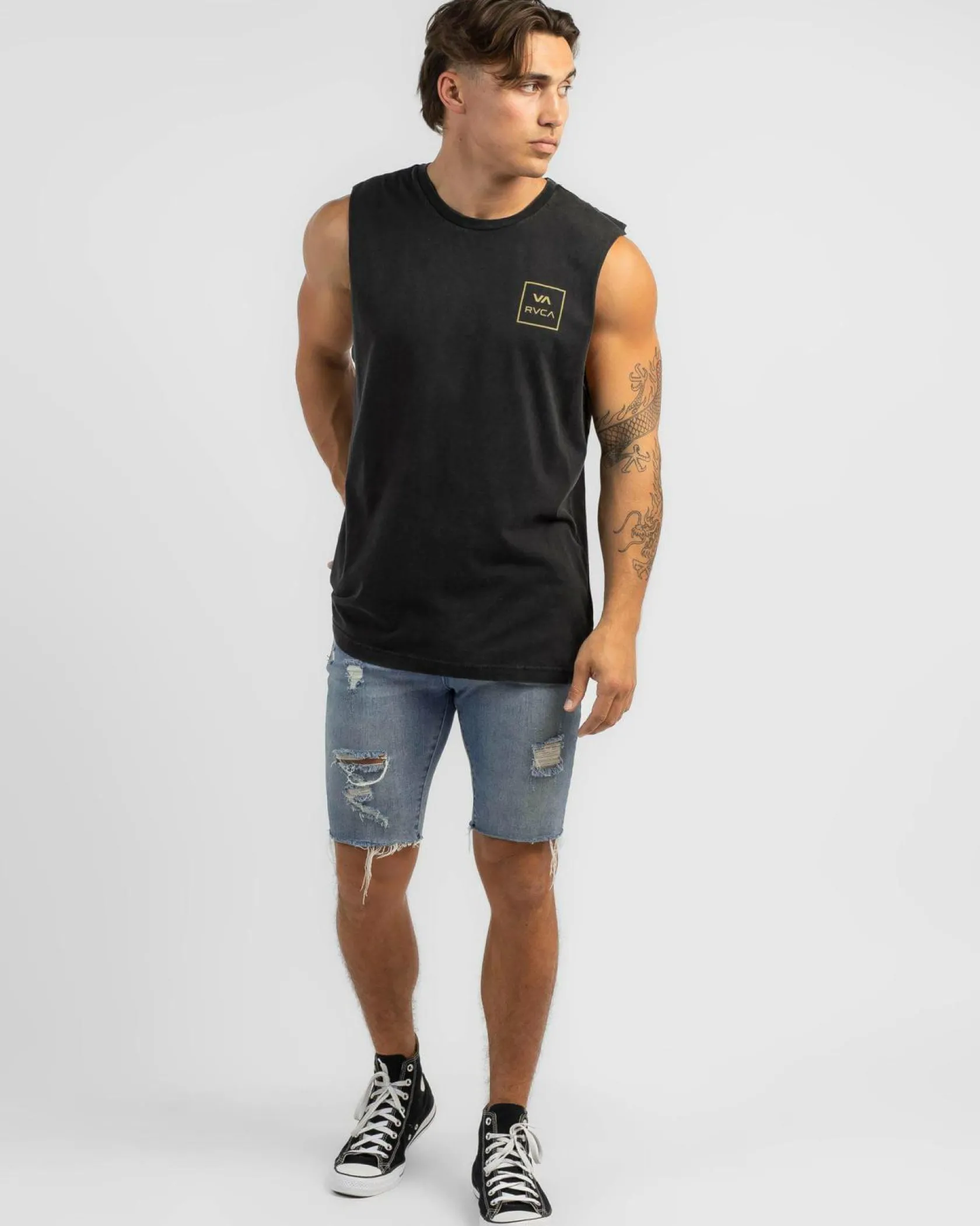 RVCA VA All The Ways Muscle Tank Black Acid Discount