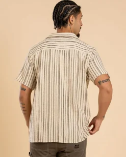 RVCA Vacancy Stripe Short Sleeve Shirt Ceramic Clearance