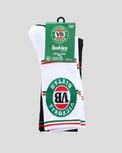 FOOT-IES VB Stripe Logo Sneaker Sock 2 Pack White/black New