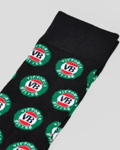 FOOT-IES Victoria Bitter Logos Organic Socks Black Best