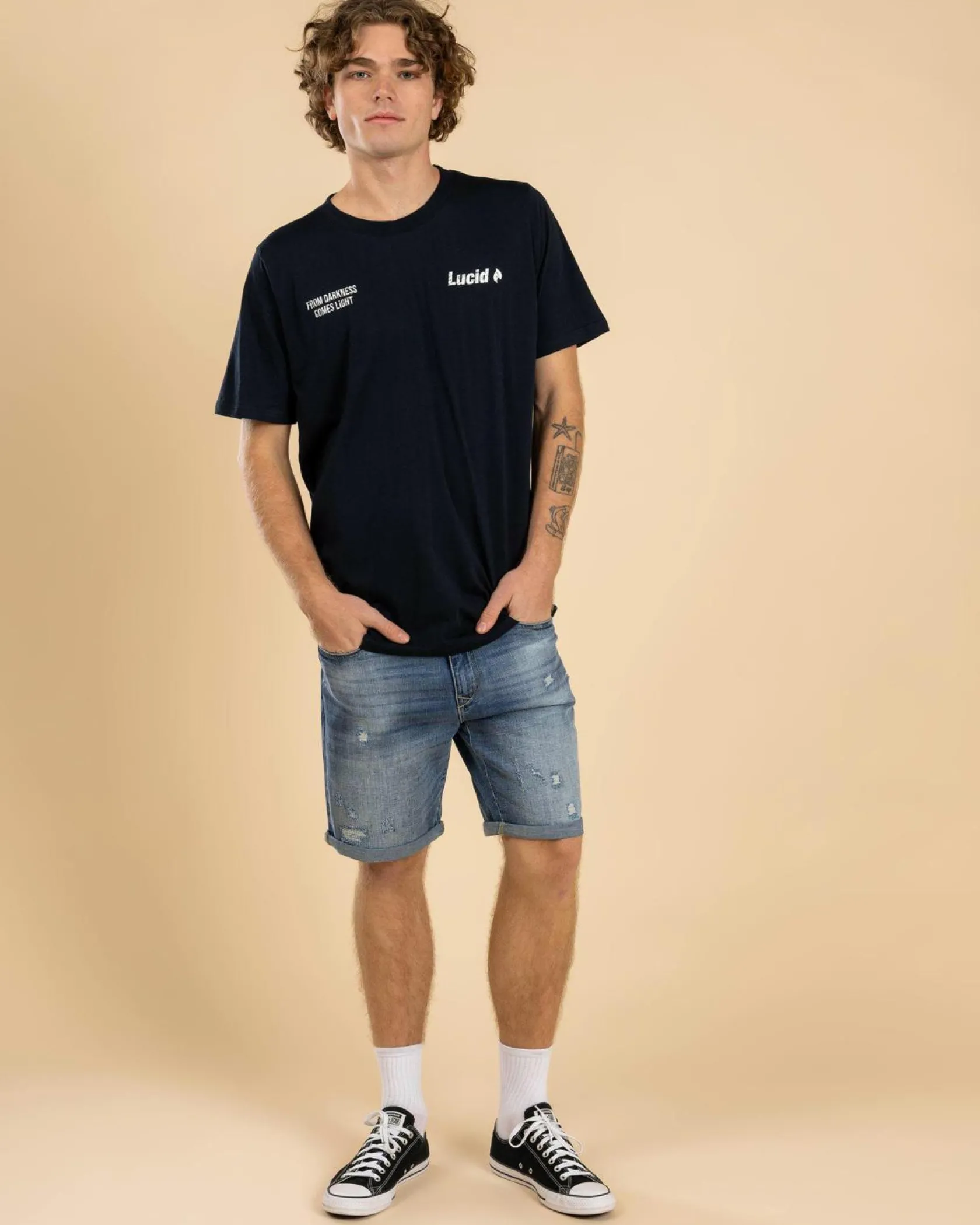 Lucid Vienna Denim Walk Shorts Mid Blue Online