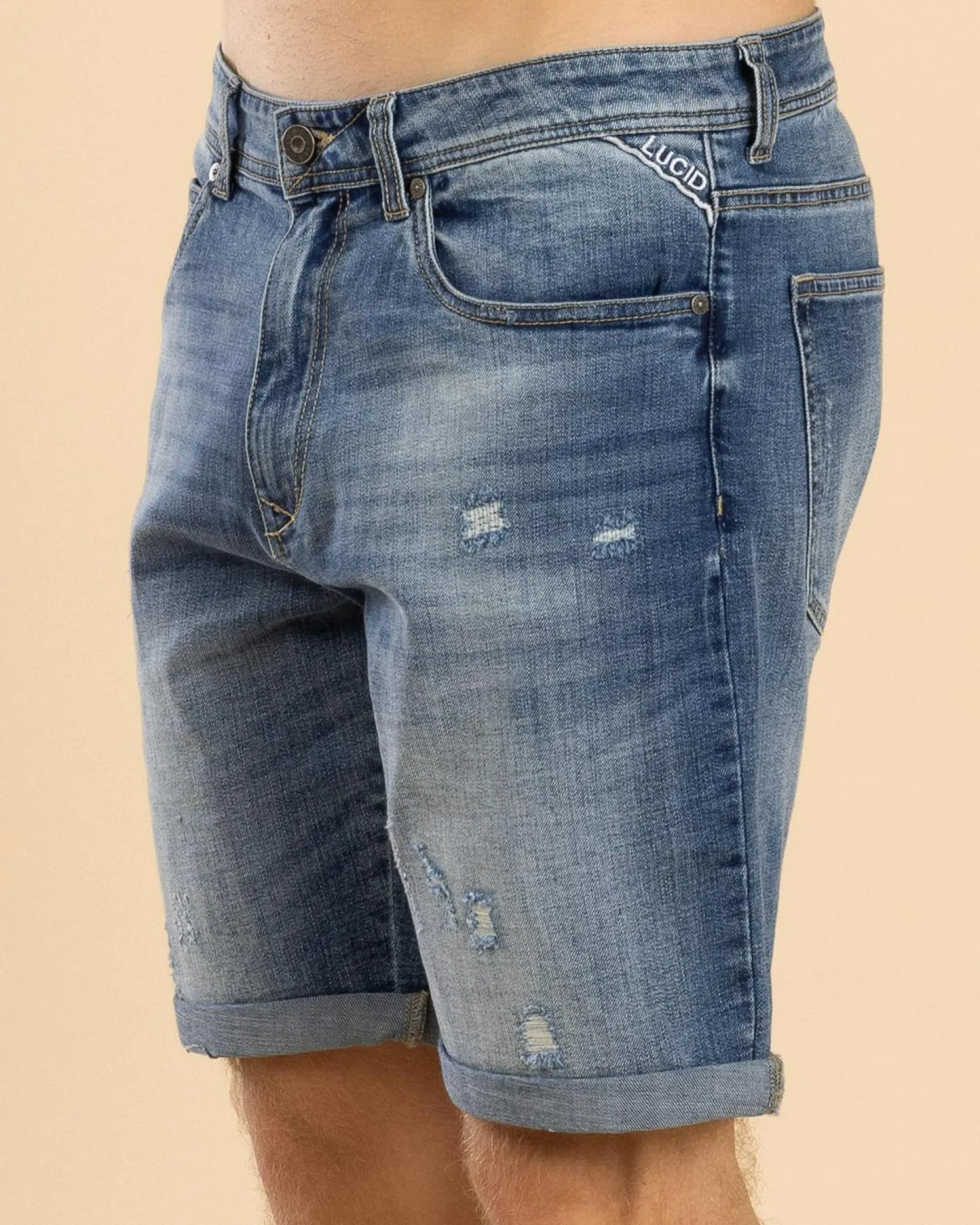 Lucid Vienna Denim Walk Shorts Mid Blue Online