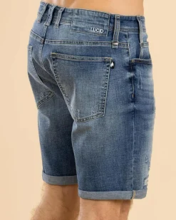 Lucid Vienna Denim Walk Shorts Mid Blue Online