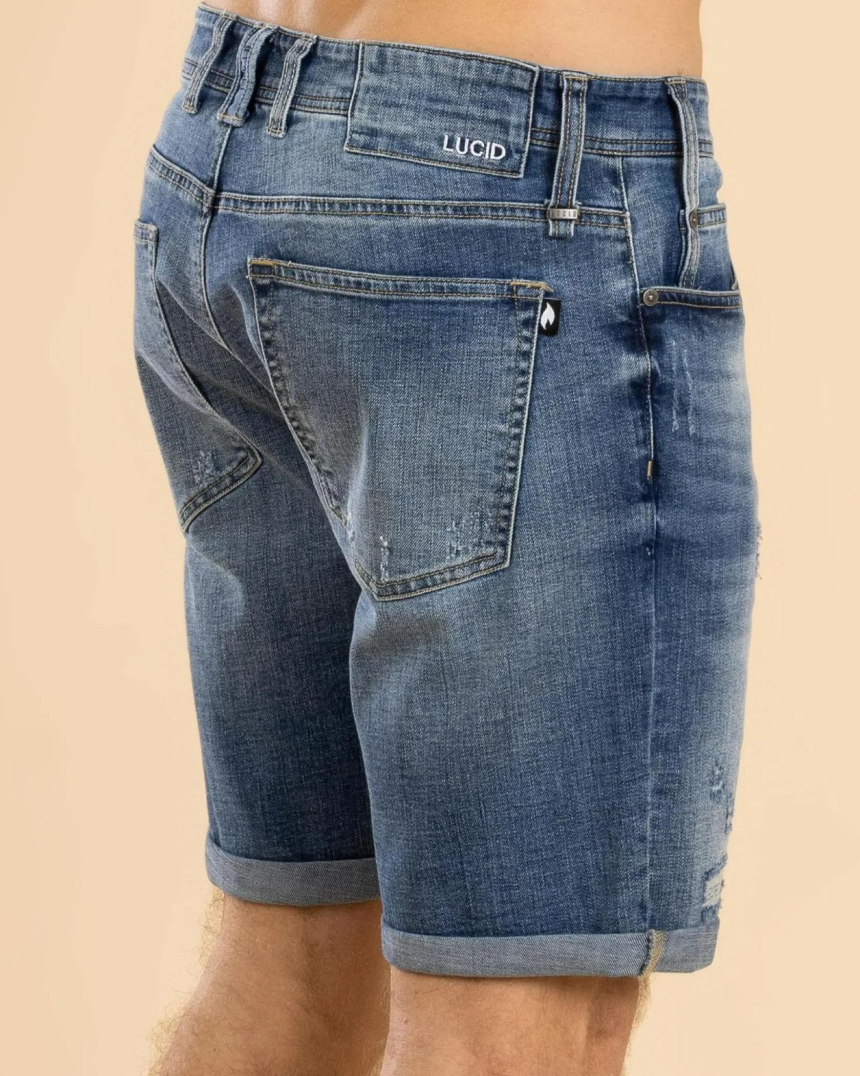 Lucid Vienna Denim Walk Shorts Mid Blue Online