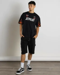 Jetpilot Vintage Flames T-Shirt Black Clearance