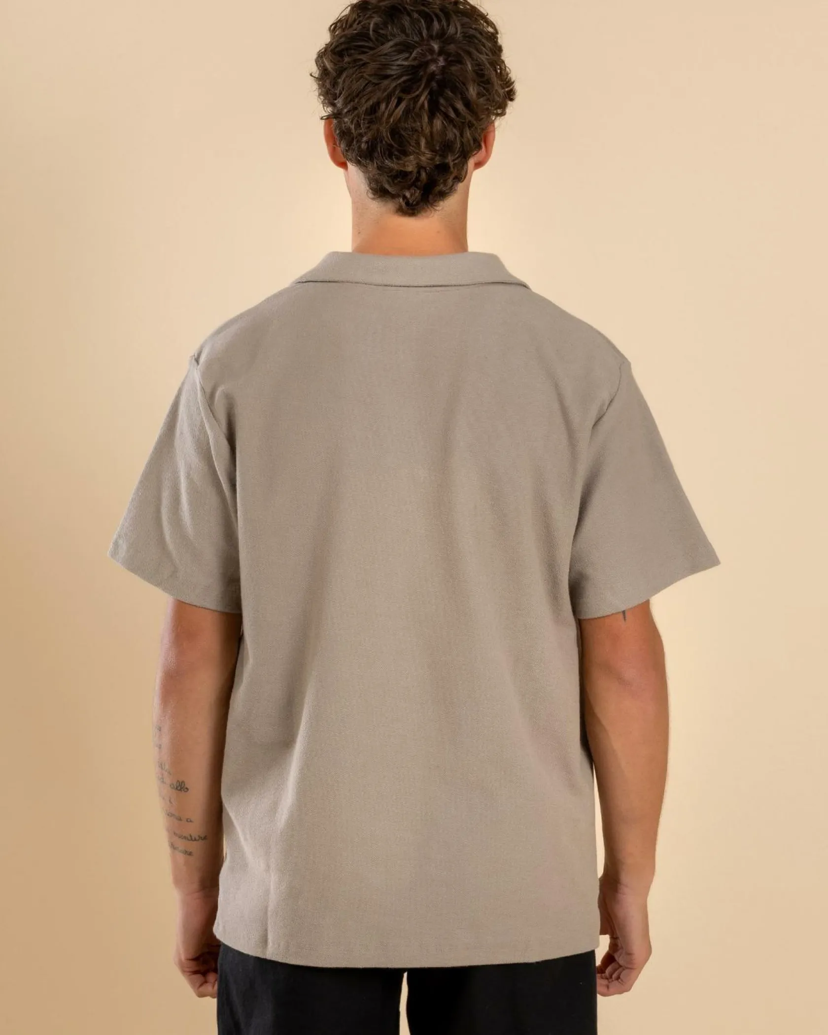 Rhythm Vintage Terry Polo Shirt Stone Clearance