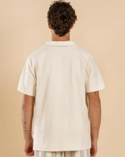 Rhythm Vintage Terry Polo Shirt Natural Clearance