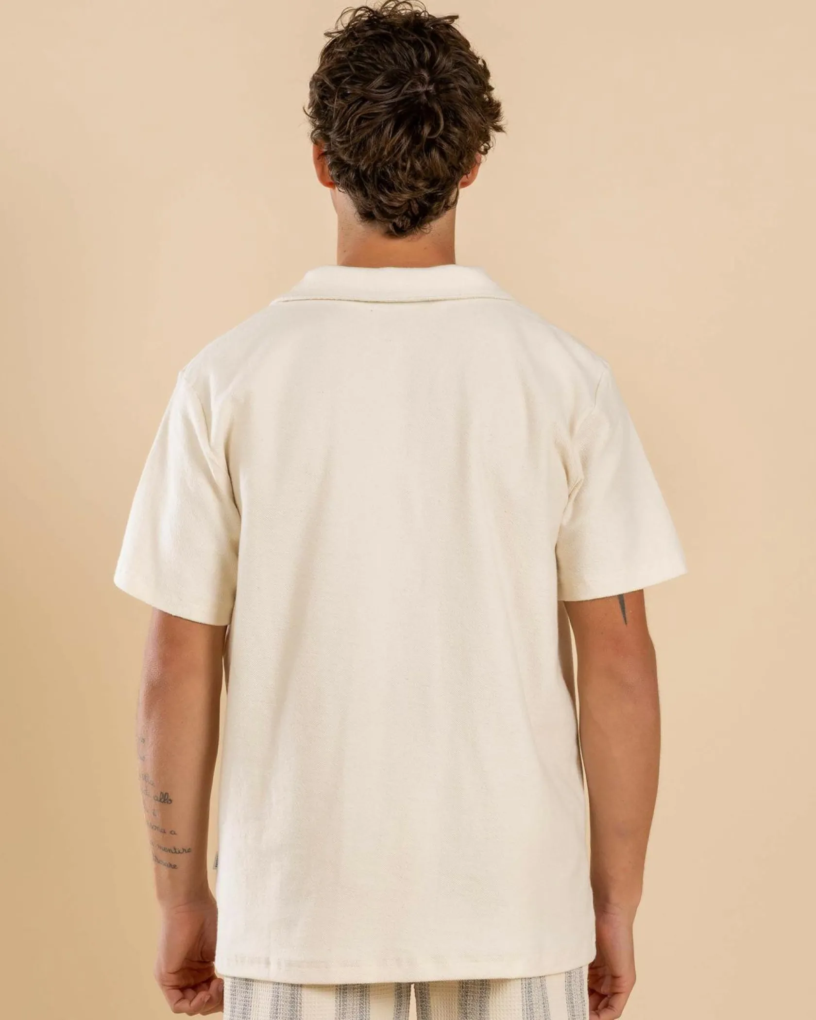 Rhythm Vintage Terry Polo Shirt Natural Clearance