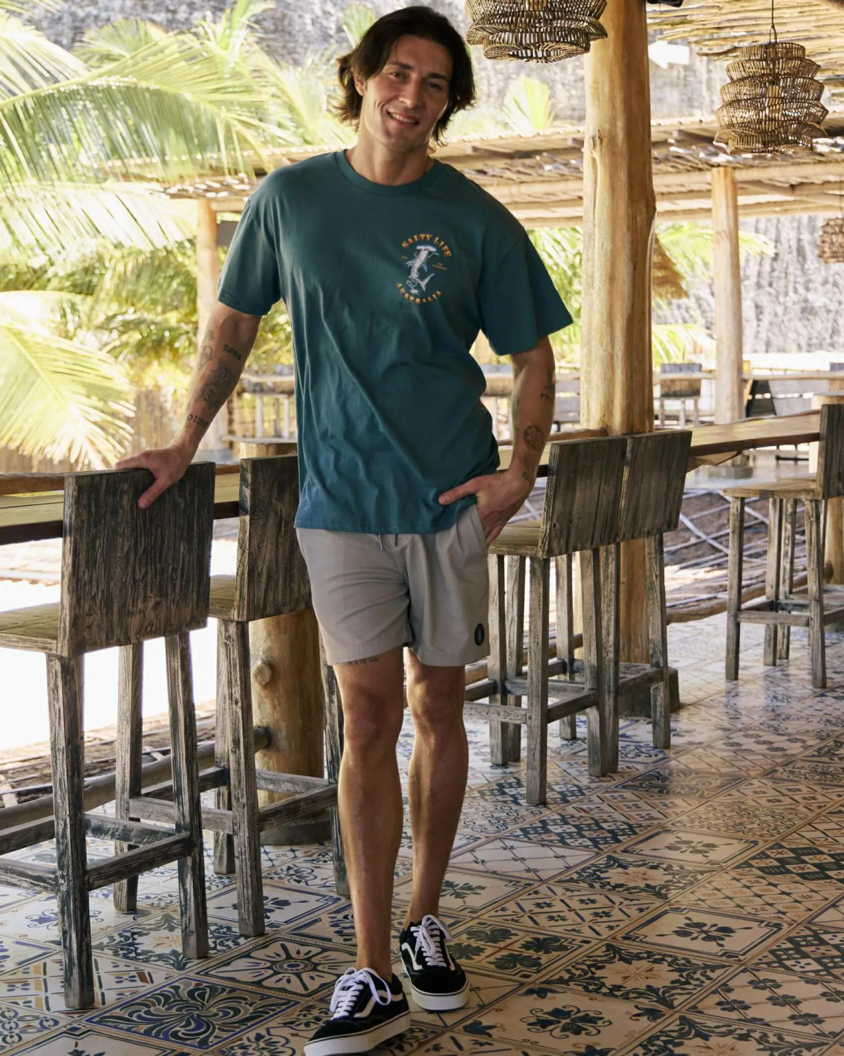 Salty Life Vision Elastic Waist Shorts Stone Clearance