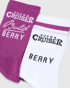 FOOT-IES Vodka Cruiser Bold Berry Sneaker Sock 2 Pack White/berry Sale
