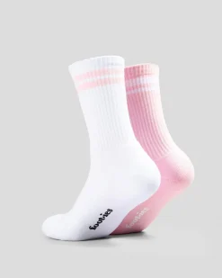 FOOT-IES Vodka Cruiser Lush Embroidery Sneaker Socks 2 Pack Light Pink/white Clearance