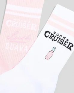 FOOT-IES Vodka Cruiser Lush Embroidery Sneaker Socks 2 Pack Light Pink/white Clearance