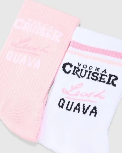 FOOT-IES Vodka Cruiser Lush Guava Sneaker Sock 2 Pack White/light Pink Online