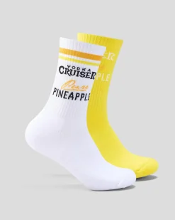 FOOT-IES Vodka Cruiser Pure Pineapple Sneaker Sock 2 Pack White/yellow Sale