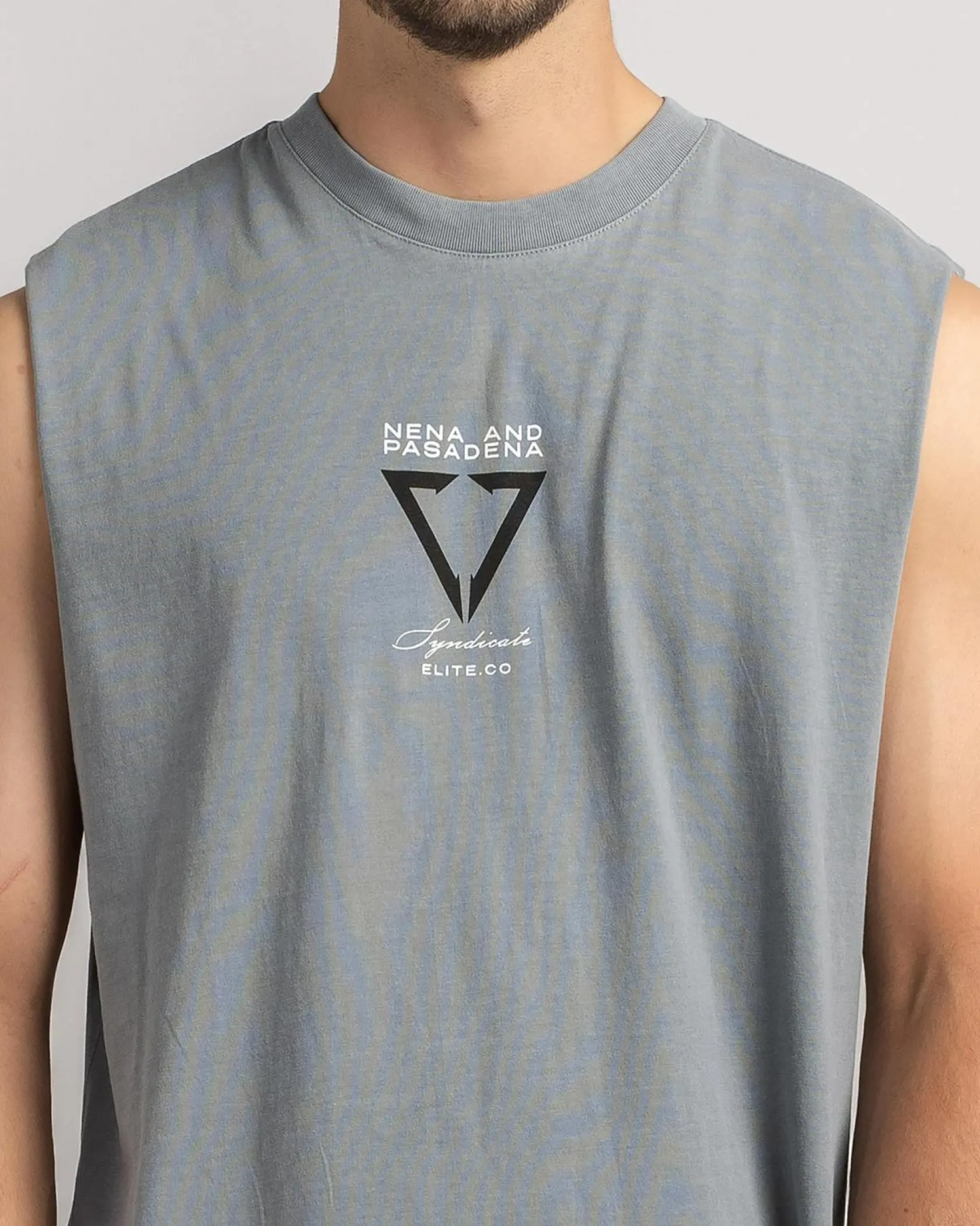 Nena & Pasadena Warping Relaxed Muscle Tank Pigment Ultimate Grey Discount