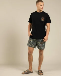Jacks Wasteland Elastic Waist Shorts Charcoal Clearance