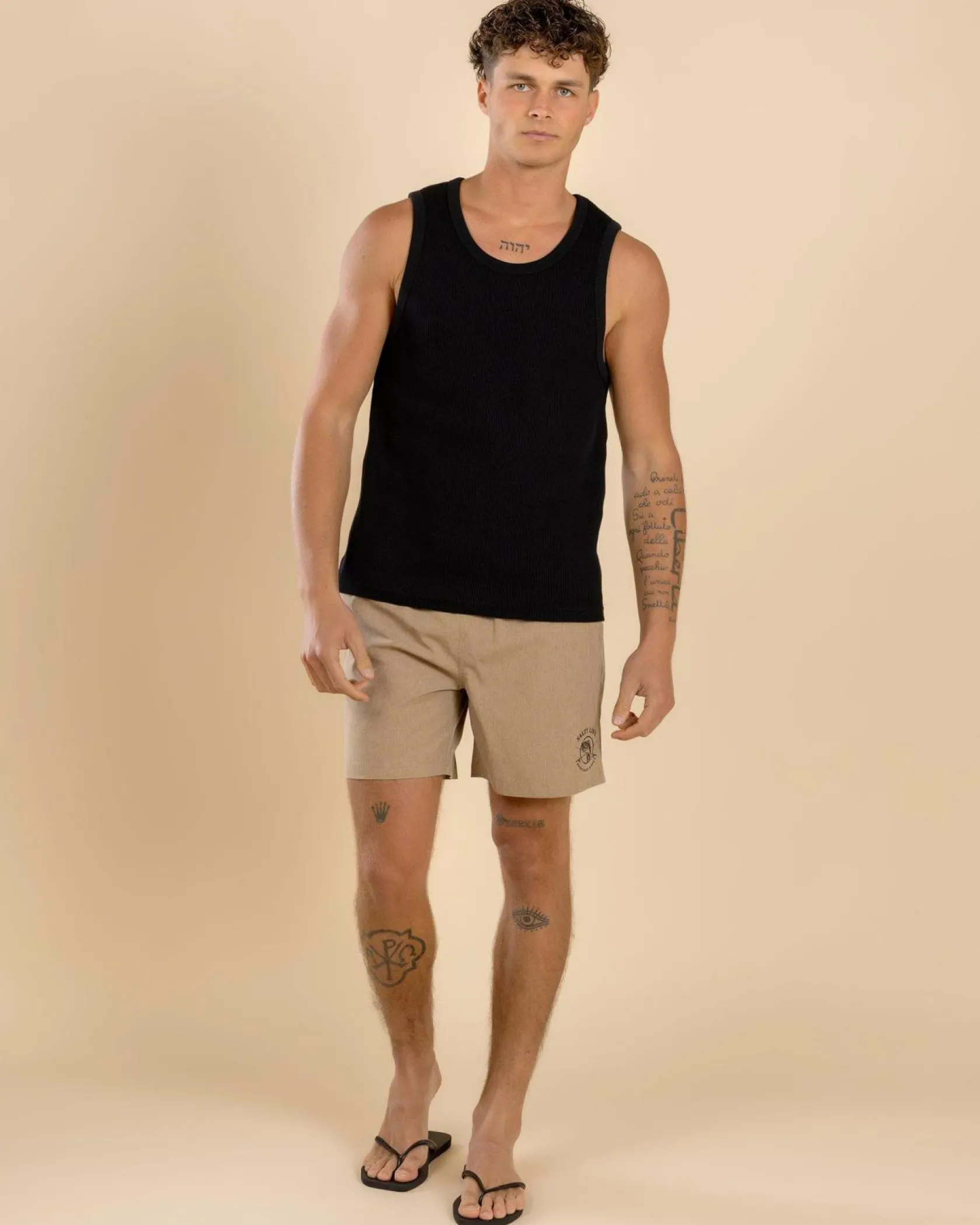 Salty Life Whirlwind Elastic Waist Shorts Sand Sale