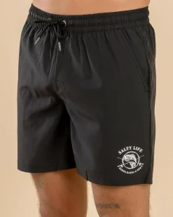Salty Life Whirlwind Elastic Waist Shorts Black Hot