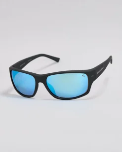 Quiksilver Wind Wave Polarised Sunglasses Rubberized Black/ Blue Mirror Discount