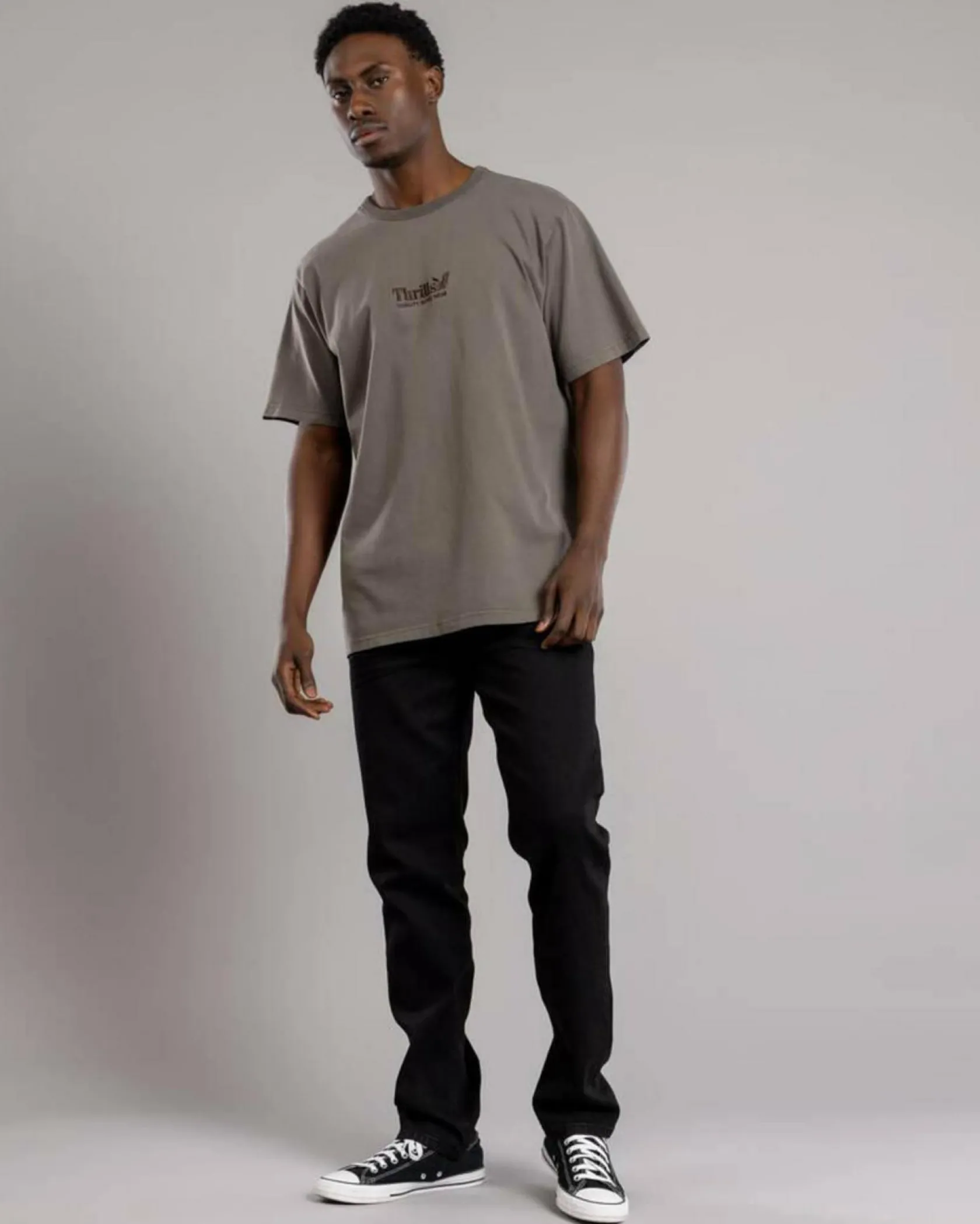 Thrills Workwear Embro Merch Fit T-Shirt Charcoal Rose Online