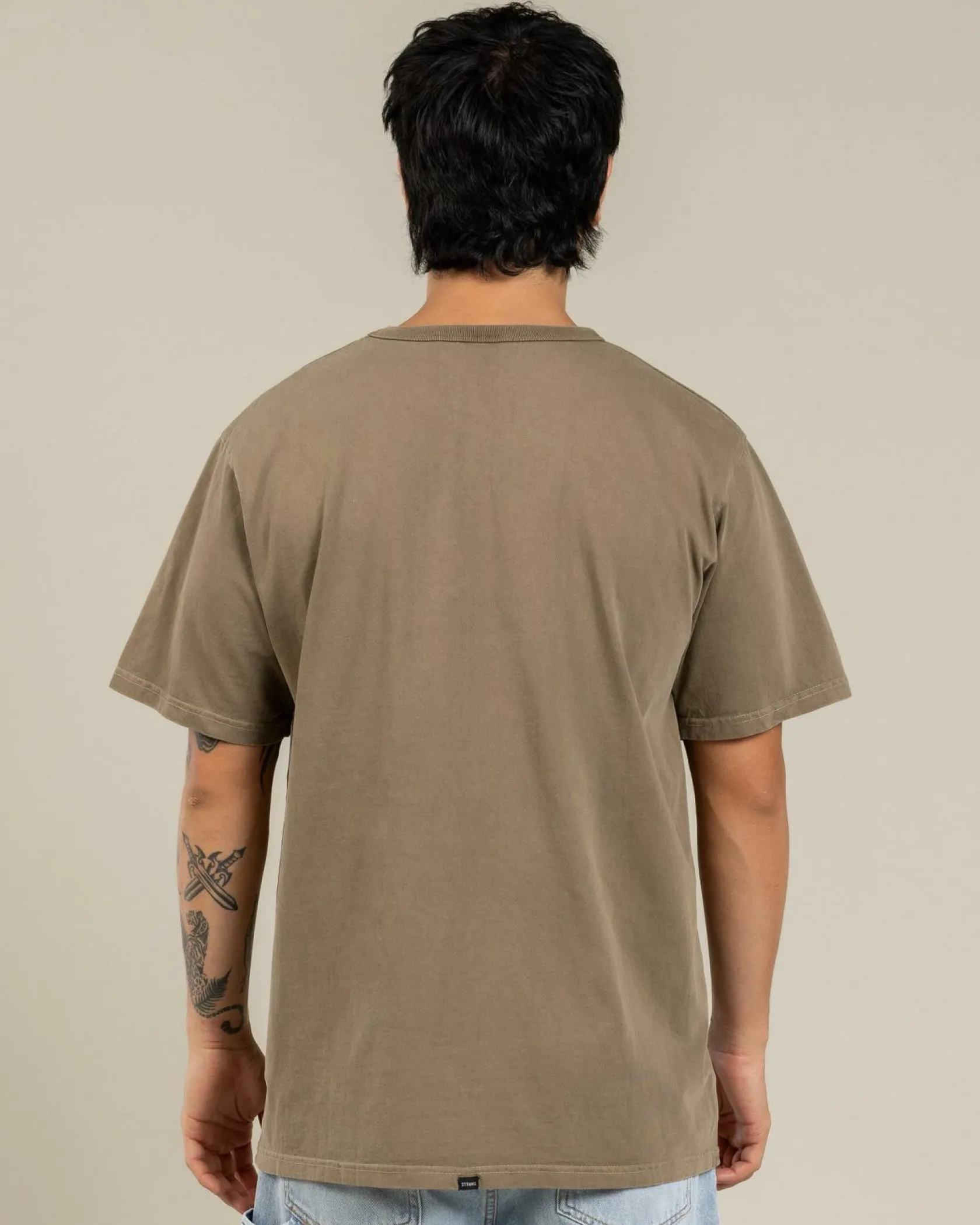 Thrills Workwear Embro Merch Fit T-Shirt Desert Clearance