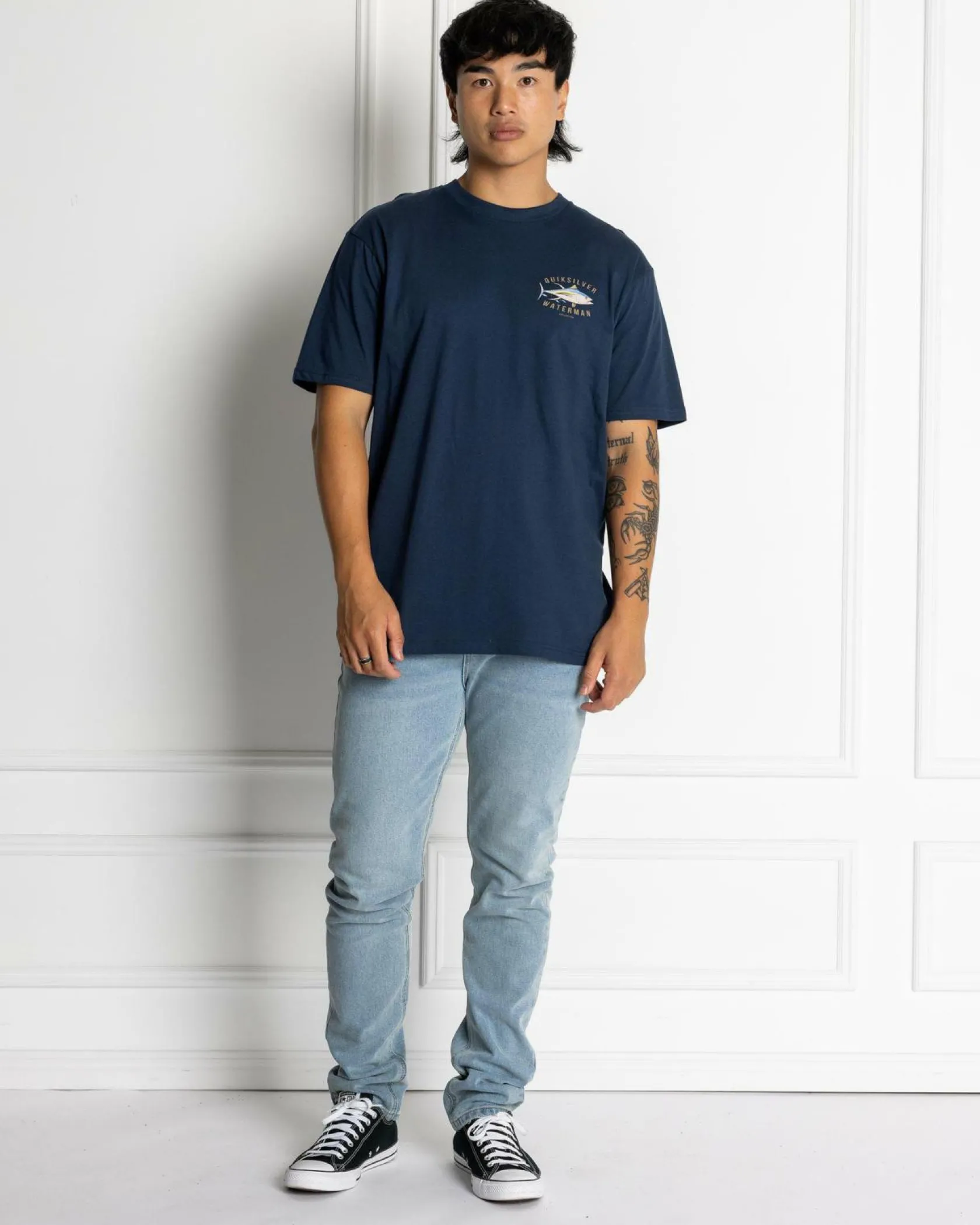 Quiksilver Yellow Fins T-Shirt Navy New