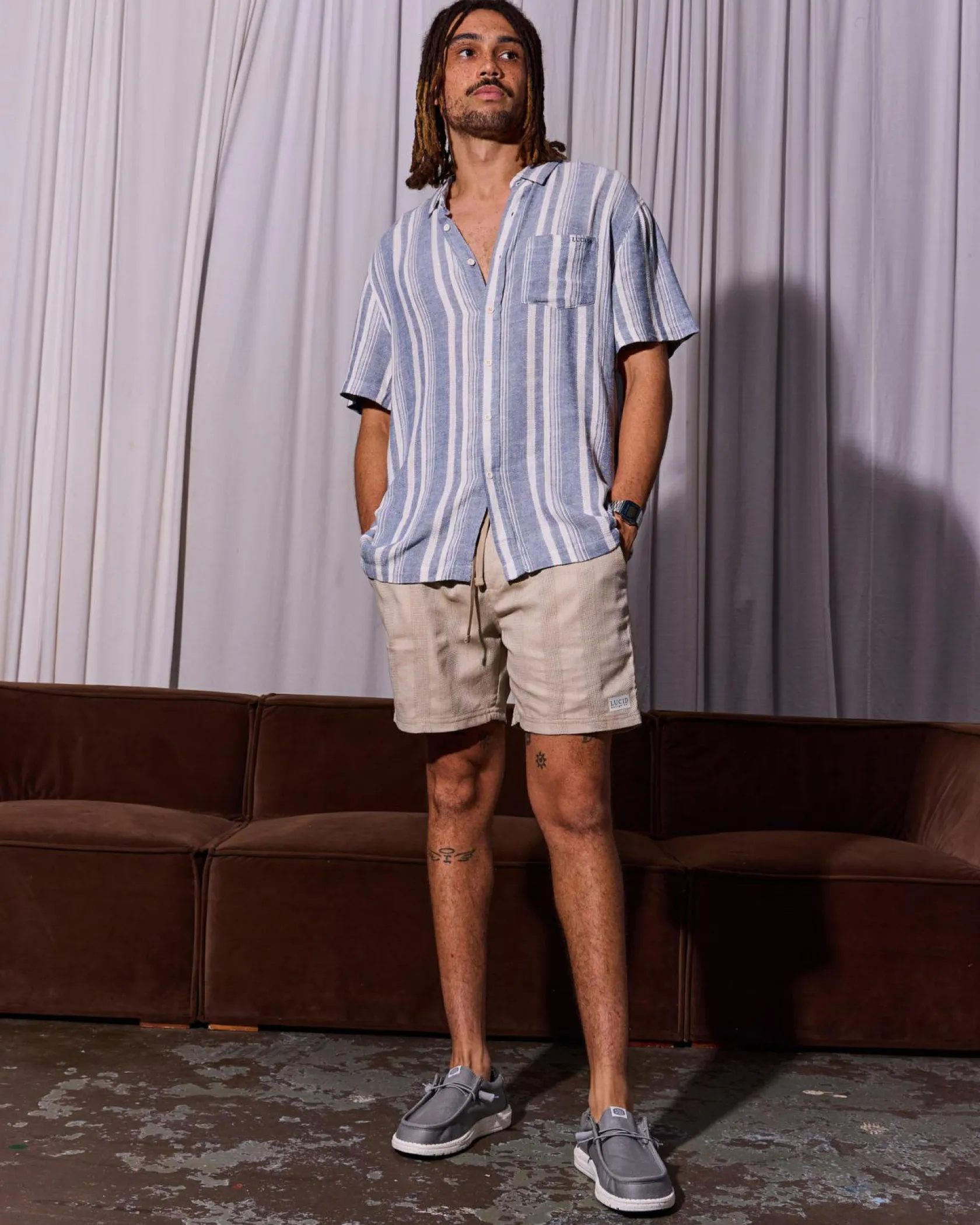 Lucid Zephyr Short Sleeve Shirt Blue / Natural Online